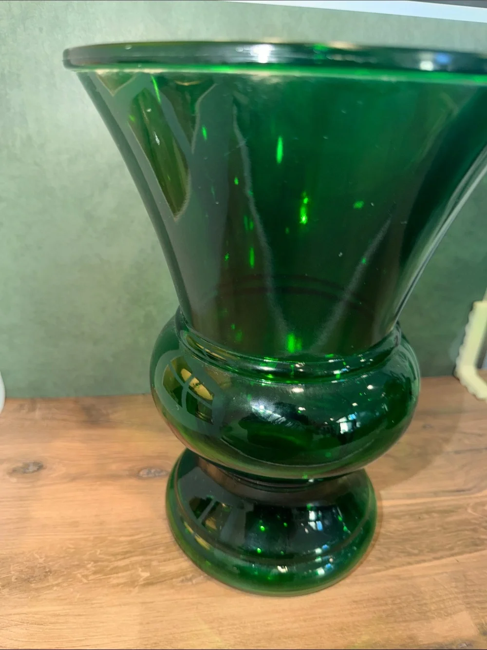 Vintage Green Glass Decorative Vase